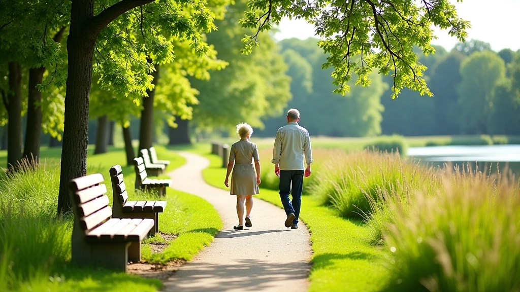 Accessible walking path through Svēte River meadows with thoughtfully placed rest benches and clear wayfinding for senior visitors